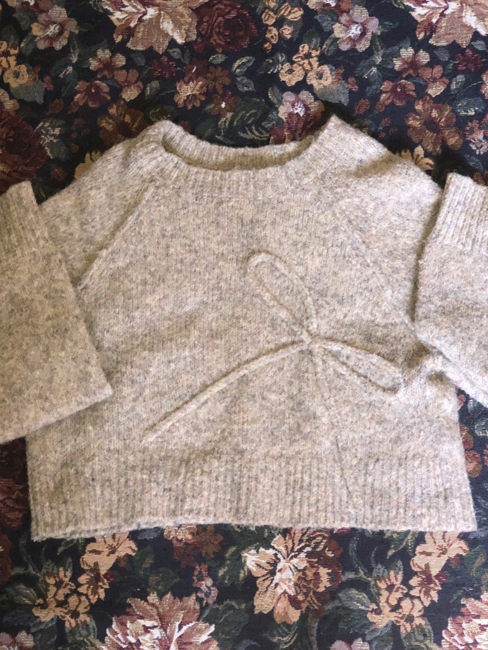 American Eagle Cropped Bow Detail Sweater - Wool-Free